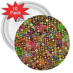 Multicolored Retro Spots Polka Dots Pattern 3  Buttons (10 Pack) 