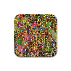 Multicolored Retro Spots Polka Dots Pattern Rubber Square Coaster (4 Pack)  by EDDArt