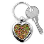 Multicolored Retro Spots Polka Dots Pattern Key Chains (Heart)  Front