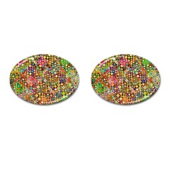 Multicolored Retro Spots Polka Dots Pattern Cufflinks (oval) by EDDArt