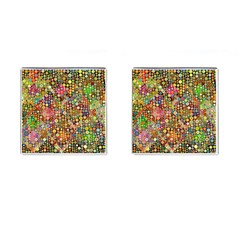 Multicolored Retro Spots Polka Dots Pattern Cufflinks (square) by EDDArt