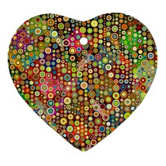 Multicolored Retro Spots Polka Dots Pattern Heart Ornament (two Sides) by EDDArt