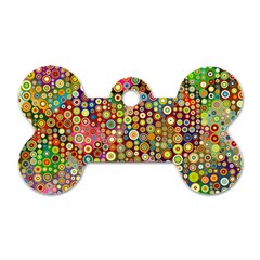 Multicolored Retro Spots Polka Dots Pattern Dog Tag Bone (one Side) by EDDArt