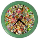 Multicolored Retro Spots Polka Dots Pattern Color Wall Clocks Front