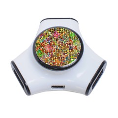 Multicolored Retro Spots Polka Dots Pattern 3-port Usb Hub by EDDArt