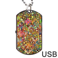 Multicolored Retro Spots Polka Dots Pattern Dog Tag Usb Flash (two Sides) by EDDArt