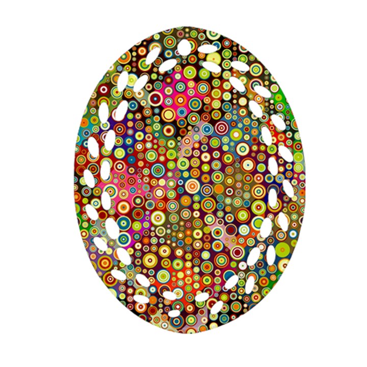 Multicolored Retro Spots Polka Dots Pattern Ornament (Oval Filigree)