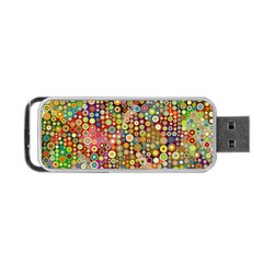 Multicolored Retro Spots Polka Dots Pattern Portable Usb Flash (one Side) by EDDArt