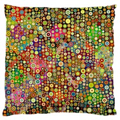 Multicolored Retro Spots Polka Dots Pattern Large Flano Cushion Case (two Sides) by EDDArt