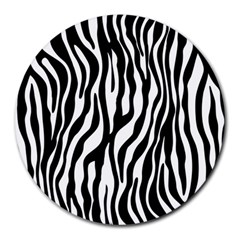 Zebra Stripes Pattern Traditional Colors Black White Round Mousepads by EDDArt