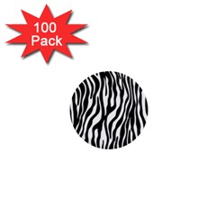 Zebra Stripes Pattern Traditional Colors Black White 1  Mini Buttons (100 Pack)  by EDDArt