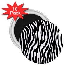 Zebra Stripes Pattern Traditional Colors Black White 2 25  Magnets (10 Pack)  by EDDArt