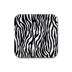 Zebra Stripes Pattern Traditional Colors Black White Rubber Coaster (square)  by EDDArt