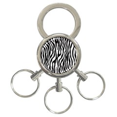 Zebra Stripes Pattern Traditional Colors Black White 3-ring Key Chains by EDDArt