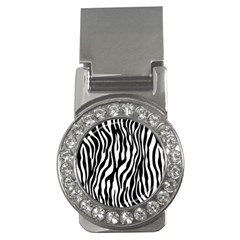 Zebra Stripes Pattern Traditional Colors Black White Money Clips (cz)  by EDDArt