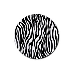 Zebra Stripes Pattern Traditional Colors Black White Rubber Coaster (round)  by EDDArt