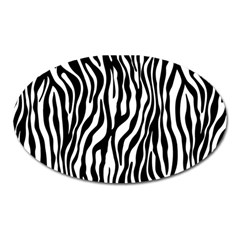 Zebra Stripes Pattern Traditional Colors Black White Oval Magnet by EDDArt