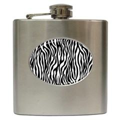 Zebra Stripes Pattern Traditional Colors Black White Hip Flask (6 Oz) by EDDArt