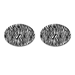 Zebra Stripes Pattern Traditional Colors Black White Cufflinks (oval) by EDDArt