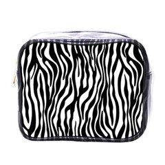 Zebra Stripes Pattern Traditional Colors Black White Mini Toiletries Bags by EDDArt