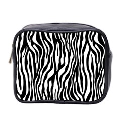 Zebra Stripes Pattern Traditional Colors Black White Mini Toiletries Bag 2-side by EDDArt