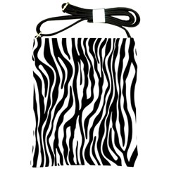 Zebra Stripes Pattern Traditional Colors Black White Shoulder Sling Bags by EDDArt