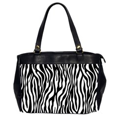 Zebra Stripes Pattern Traditional Colors Black White Office Handbags (2 Sides)  by EDDArt