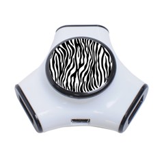 Zebra Stripes Pattern Traditional Colors Black White 3-port Usb Hub by EDDArt