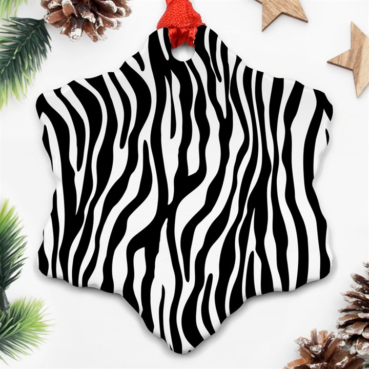 Zebra Stripes Pattern Traditional Colors Black White Ornament (Snowflake)