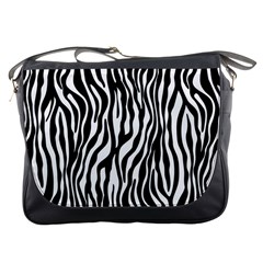 Zebra Stripes Pattern Traditional Colors Black White Messenger Bags by EDDArt