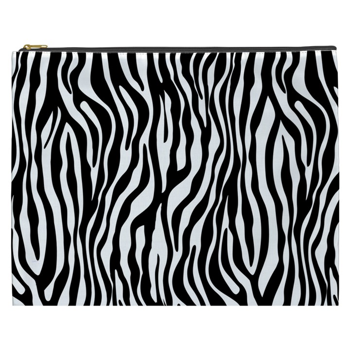 Zebra Stripes Pattern Traditional Colors Black White Cosmetic Bag (XXXL) 