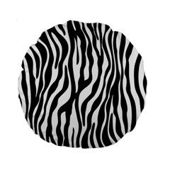 Zebra Stripes Pattern Traditional Colors Black White Standard 15  Premium Round Cushions by EDDArt