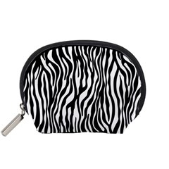 Zebra Stripes Pattern Traditional Colors Black White Accessory Pouches (small)  by EDDArt