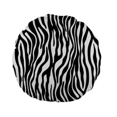 Zebra Stripes Pattern Traditional Colors Black White Standard 15  Premium Flano Round Cushions by EDDArt