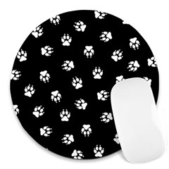 Footprints Dog White Black Round Mousepads by EDDArt