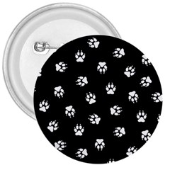 Footprints Dog White Black 3  Buttons by EDDArt