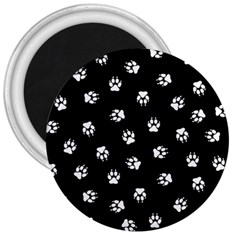 Footprints Dog White Black 3  Magnets by EDDArt