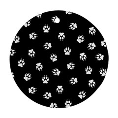 Footprints Dog White Black Ornament (round) by EDDArt