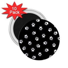 Footprints Dog White Black 2 25  Magnets (10 Pack)  by EDDArt