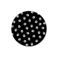 Footprints Dog White Black Magnet 3  (round) by EDDArt