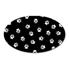 Footprints Dog White Black Oval Magnet