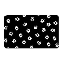 Footprints Dog White Black Magnet (rectangular) by EDDArt