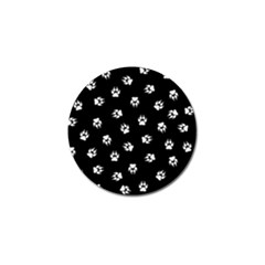 Footprints Dog White Black Golf Ball Marker by EDDArt