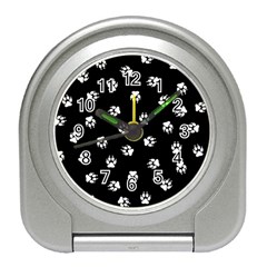 Footprints Dog White Black Travel Alarm Clocks by EDDArt