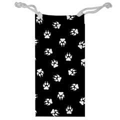 Footprints Dog White Black Jewelry Bag by EDDArt