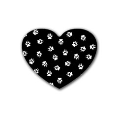 Footprints Dog White Black Heart Coaster (4 Pack)  by EDDArt