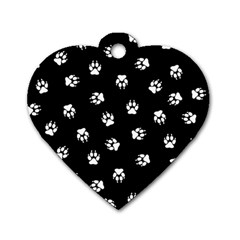 Footprints Dog White Black Dog Tag Heart (two Sides) by EDDArt