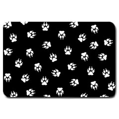 Footprints Dog White Black Large Doormat  by EDDArt