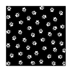 Footprints Dog White Black Face Towel by EDDArt