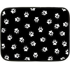 Footprints Dog White Black Fleece Blanket (mini) by EDDArt